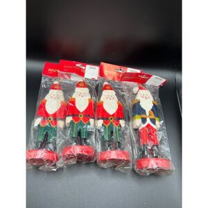 Wooden Santas Christmas Decor Lot Of 4